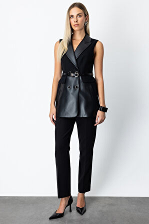 Ekol Kadın Yüksek Bel Boru Paça Pantolon 5091 Siyah