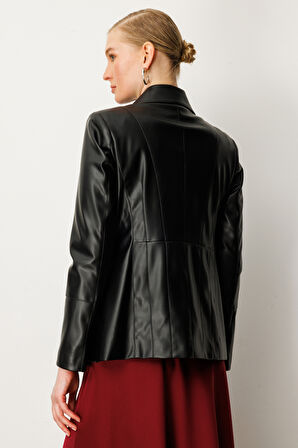 Ekol Kadın Torba Cepli Deri Ceket 5083 Siyah