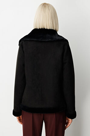 Ekol Kadın İçi Peluşlu Güderi Mont 8005 Siyah