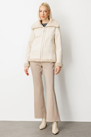 Ekol Kadın İçi Peluşlu Güderi Mont 8005 Kum