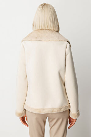 Ekol Kadın İçi Peluşlu Güderi Mont 8005 Kum