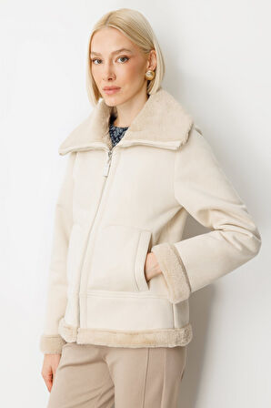 Ekol Kadın İçi Peluşlu Güderi Mont 8005 Kum