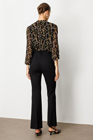 Ekol Kadın İspanyol Paça Cepsiz Pantolon 1081 Siyah