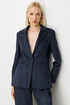 Ekol Kadın Torba Cepli Süet Ceket 5061 Lacivert