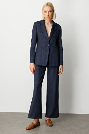 Ekol Kadın Torba Cepli Süet Ceket 5061 Lacivert