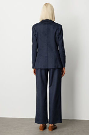 Ekol Kadın Torba Cepli Süet Ceket 5061 Lacivert