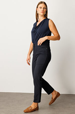 Ekol Kadın Büyük Beden Dar Paça Pantolon 1063 Lacivert