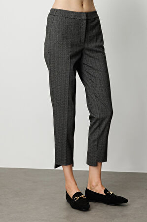 Ekol Kadın Desenli Dar Paça Pantolon 1067 Siyah