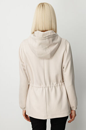 Ekol Kadın Kapüşonlu Kapak Cepli Trenç 7043 Kum