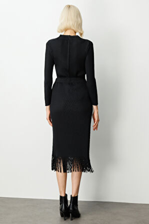 Ekol Kadın Beli Lastikli Püsküllü Etek 3911 Siyah