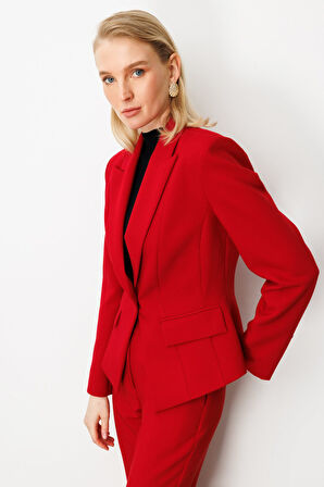 Ekol Kadın Kapak Cepli Vatkalı Ceket 5021 Kırmızı