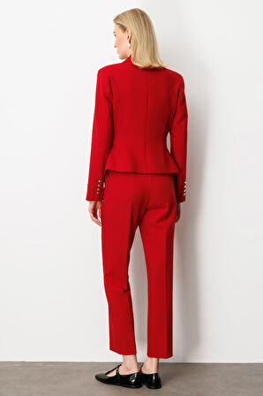 Ekol Kadın Kapak Cepli Vatkalı Ceket 5021 Kırmızı