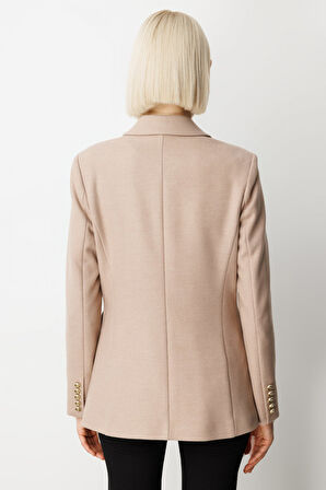 Ekol Kadın Kruvaze Yaka Kaşe Ceket 5069 Vizon