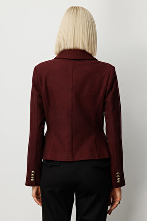 Ekol Kadın Kruvaze Yaka Kaşe Ceket 5073 Bordo