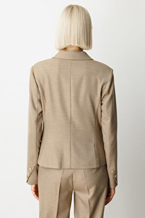 Ekol Kadın Omzu Vatkalı Kapak Cepli Ceket 5049 Gold