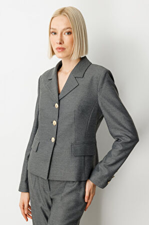 Ekol Kadın Omzu Vatkalı Kapak Cepli Ceket 5049 Antrasit