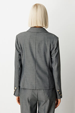 Ekol Kadın Omzu Vatkalı Kapak Cepli Ceket 5049 Antrasit