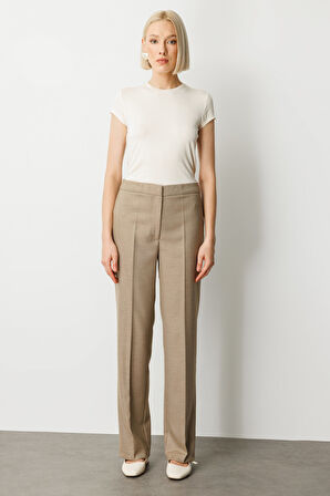 Ekol Kadın Cepsiz Boru Paça Pantolon 5051 Gold