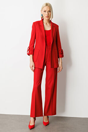 Ekol Kadın Kolu Apoletli Torba Cepli Ceket 5057 Kırmızı