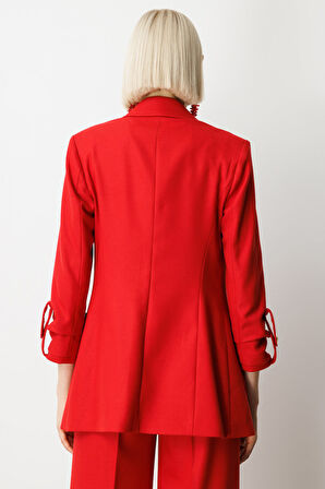 Ekol Kadın Kolu Apoletli Torba Cepli Ceket 5057 Kırmızı