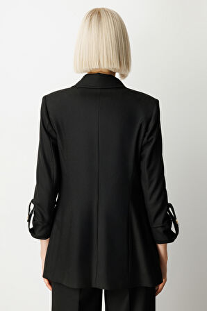 Ekol Kadın Kolu Apoletli Torba Cepli Ceket 5057 Siyah