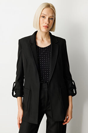 Ekol Kadın Kolu Apoletli Torba Cepli Ceket 5057 Siyah