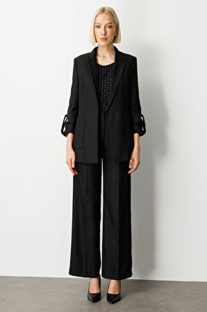 Ekol Kadın Kolu Apoletli Torba Cepli Ceket 5057 Siyah