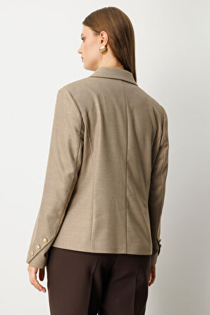 Ekol Kadın Büyük Beden Kapak Cepli Ceket 5549 Gold