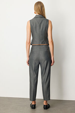 Ekol Kadın Kruvaze Yaka İnce Fitilli Yelek 5053 Antrasit