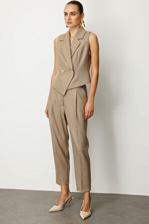 Ekol Kadın Yüksek Bel Dar Paça Pantolon 5055 Gold