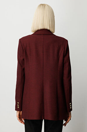 Ekol Kadın Önü Armalı Kapak Cepli Kaşe Ceket 5071 Bordo