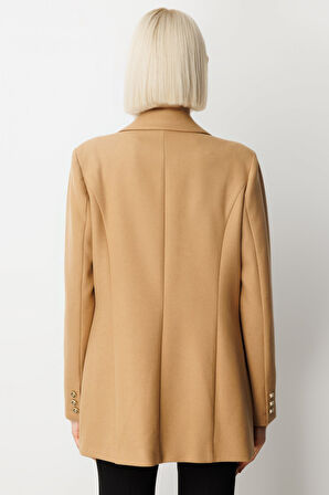 Ekol Kadın Önü Armalı Kapak Cepli Kaşe Ceket 5071 Camel