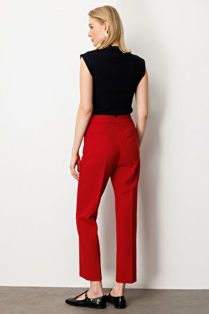 Ekol Kadın Boru Paça Yan Cepli Pantolon 5023 Kırmızı