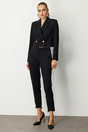 Ekol Kadın Beli Lastikli Dar Paça Pantolon 5031 Siyah