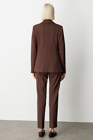 Ekol Kadın Cebi Armalı Süs Düğmeli Ceket 5033 Kahverengi