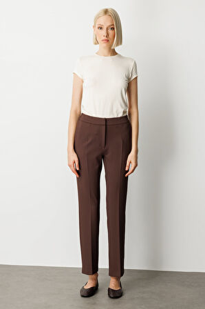 Ekol Kadın Beli Lastikli Bol Paça Pantolon 5035 Kahverengi