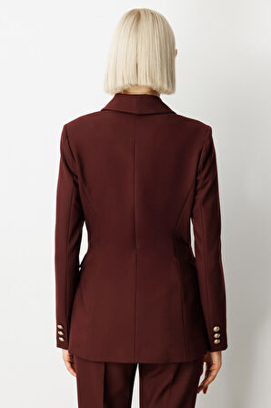 Ekol Kadın Kruvaze Yaka Kapak Cepli Ceket 5013 Bordo