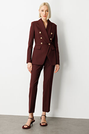 Ekol Kadın Kruvaze Yaka Kapak Cepli Ceket 5013 Bordo