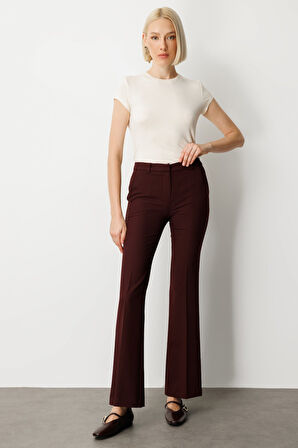 Ekol Kadın İspanyol Paça Yan Cepli Pantolon 5011 Bordo