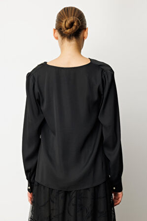 Ekol Degaje Yaka Saten Bluz