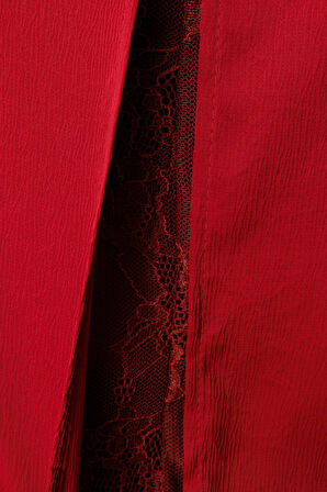 Ekol Kadın Sırtı Dantelli Yırtmaç Detaylı Bluz 3025 Bordo