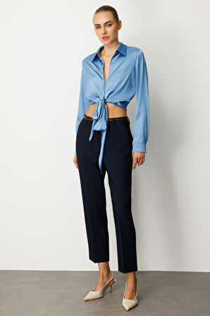 Ekol Kadın Duble Paça Kemerli Pantolon 1003 Lacivert