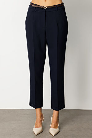 Ekol Kadın Duble Paça Kemerli Pantolon 1003 Lacivert