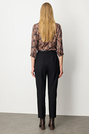 Ekol Kadın Beli Kemerli Dar Paça Pantolon 1013 Siyah