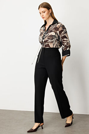 Ekol Kadın Büyük Beden Bol Paça Krep Pantolon 1033 Siyah