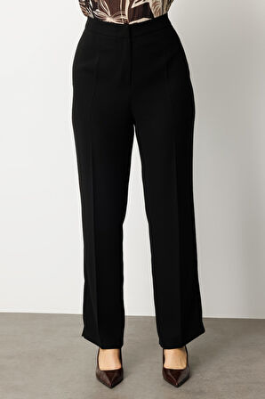 Ekol Kadın Büyük Beden Bol Paça Krep Pantolon 1033 Siyah