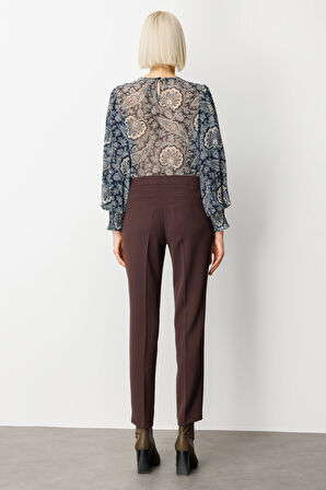 Ekol Kadın Dar Paça Krep Pantolon 1029 Kahverengi