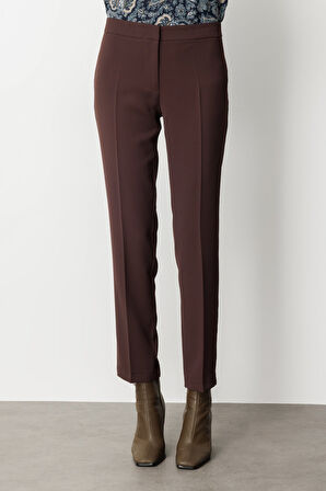 Ekol Kadın Dar Paça Krep Pantolon 1029 Kahverengi