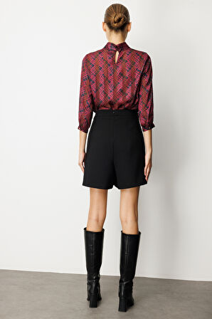 Ekol Kadın Beli Broşlu Şort Etek 2017 Siyah