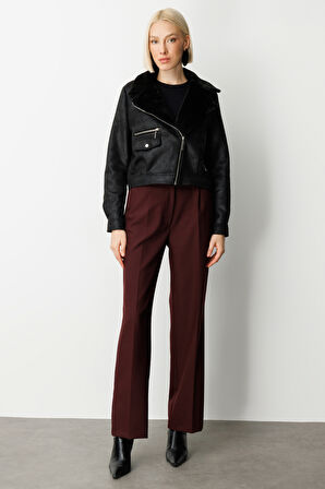 Ekol Kadın Peluşlu Güderi Mont 8011 Siyah